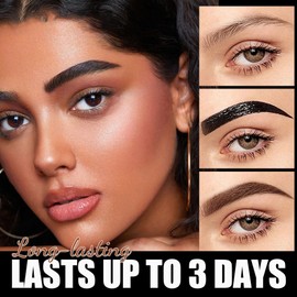 DLZZRS Eyebrow Gel Peel Off, Brow Tattoo with 150°Small Curved Tray, Temporary Eyebrow Tattoos Peel Off, Waterproof Brow Gel for Women Create Fuller & Defined Natural Brows Makeup(#01 Warm Brown)