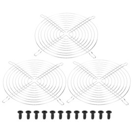 PATIKIL 200mm Fan Grill with Screws, 3 Pack Chrome Plated Iron Frame Ventilator Grill Protector Mesh Dustproof Case Cover for Computer PC, Silver Tone