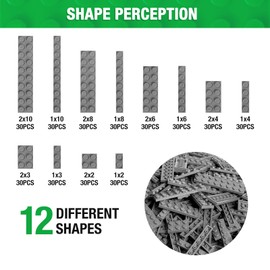 MANNIDOO 360 Pieces Flat Building Plates, 12 Sizes Multipacks Compatible With All Major Brands, Small Flat Platform Base for Bricks, Dark Grey