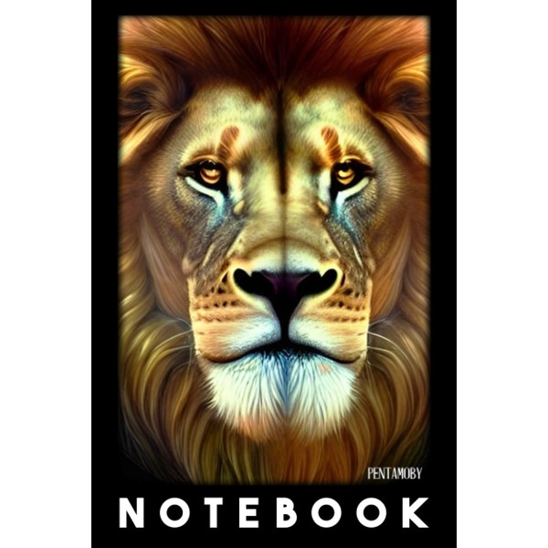 Lion Big Cat wildlife lion's head lion mane - Notebook: