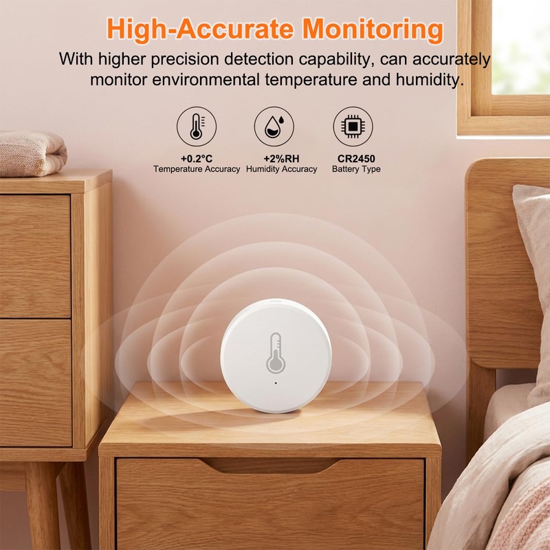 Zigbee Temperature and Humidity Sensor, Mini Temperature Sensor ZigBee Hub