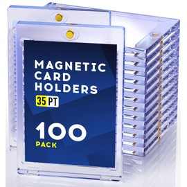 100ct Magnetic Card Holder for Trading Cards, 35pt One Touch Card Holder, Card Protectors Hard Plastic, Magnetic Card Case for Sports Card, Baseball Card Holders, Display Case for Standard Cards