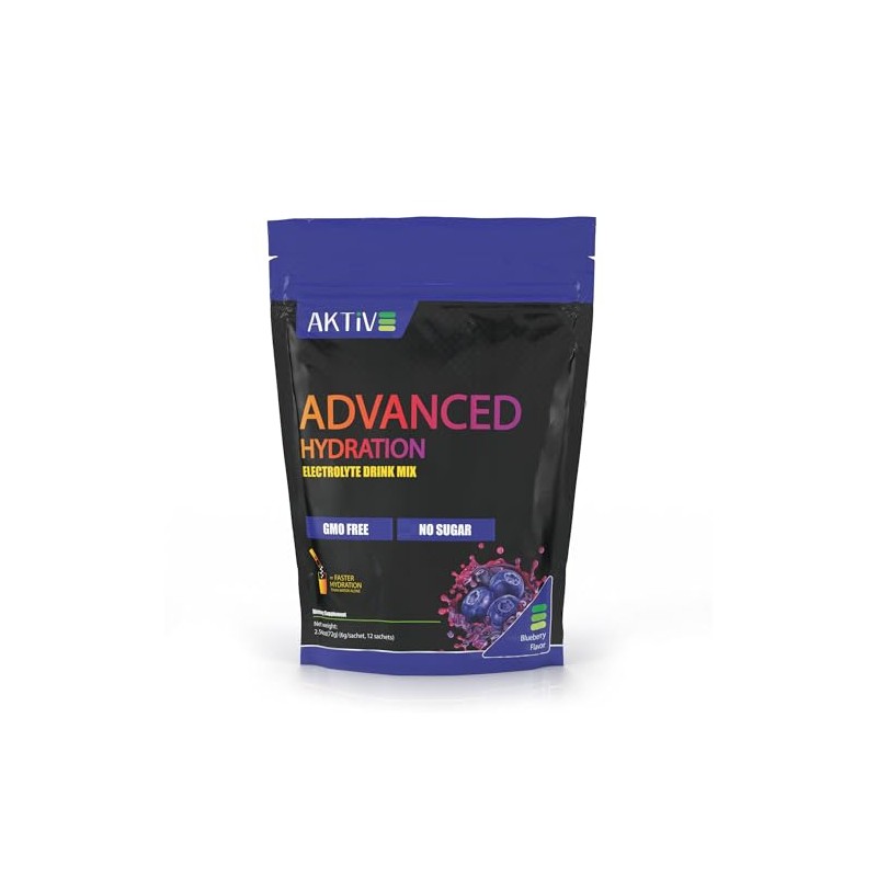 Aktive Supplements Advanced Hydration Electrolyte Drink Mix, Blueberry Flavor, Sugar-Free,