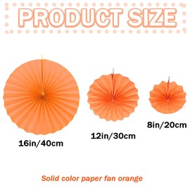 CEEYSEE Pack of 6 Hanging Paper Fans Party Round Decoration Paper Fans for Tea Party Birthday Bridal Wedding Baby Graduation Events (Orange/SCNS)