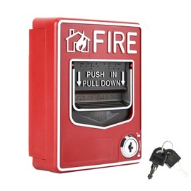 Fire Lite Alarms, Dual Action Manual Pull Station Fire Alarm Horn Siren Sound and Light Alarms with Key Lock for Home Office Hotel Restaurant
