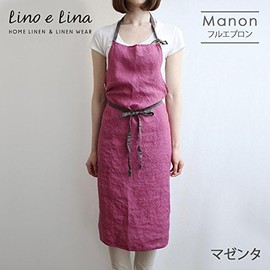 Linen Full Apron Manon Magenta A266 [Lino e Lina/Lino e Lina], Pink