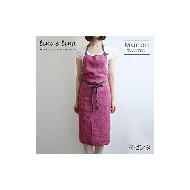Linen Full Apron Manon Magenta A266 [Lino e Lina/Lino e