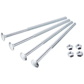 AHCMetric MILD Steel Cup Square Bolts with Nuts (ZINC & Clear) M8 X 160mm (Pack of 4)