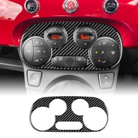 KUNGKIC For Fiat 500 2008-2023 Abarth 595 2012-2023 Car Central Control AC Panel Control Panel Carbon Fibre Sticker Decorative Interior Accessories Gift, Black, Style B
