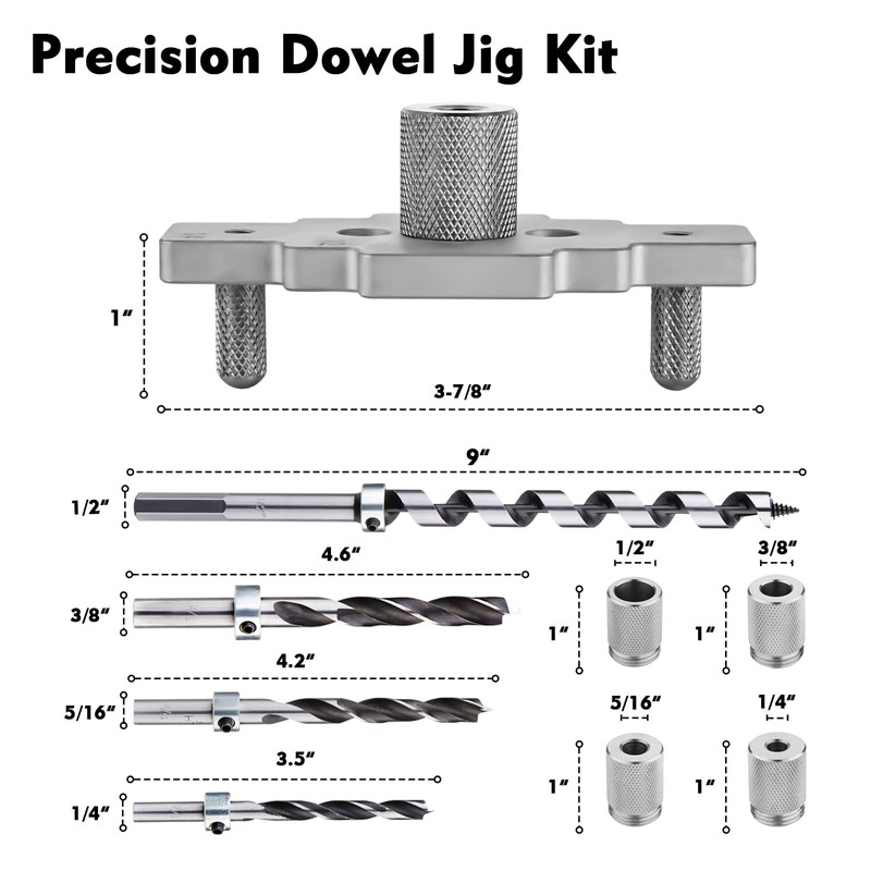 Floating Shelf Bracket Dowel Jig Kit with 1/2" x 9"