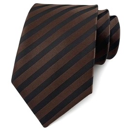 Men's Brown Black Self Ties Stripe Silk Party Suit Dress Unique Autumn Neckties for Office School