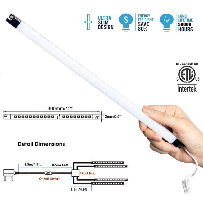 Cefrank Under Cabinet Lighting Bookshelf Light Bar - UL-Listed -