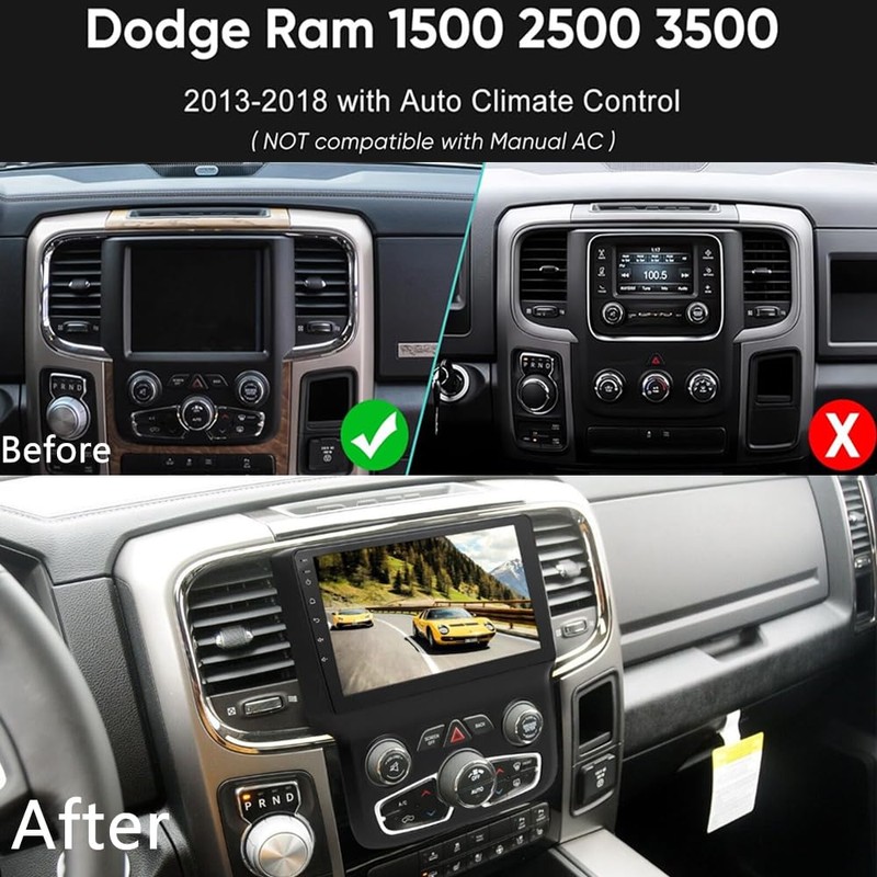 for Dodge Ram Radio 2013-2019 1500 2500 3500 9" IPS