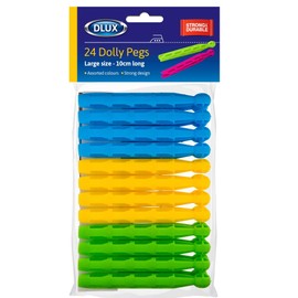 HOMESHOPA Plastic Dolly Pegs For Washing Line, Pack of 24 Heavy Duty Clothes Pegs, Strong and Reusable Plastic Indoor and Outdoor Laundry Clothespin for Crafting Hanging Decorations, Multi-Colour