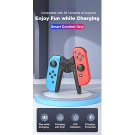 Smanettew Charging Comfort Grip Compatible with Joycon (Black)