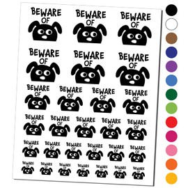 Beware of Dog Funny Doodle Temporary Tattoo Water Resistant Fake Body Art Set Collection - Black (One Sheet)