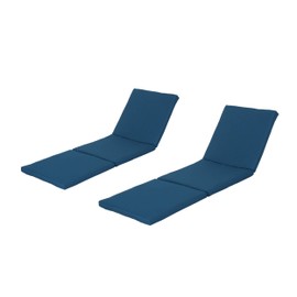Christopher Knight Home Jamaica Outdoor Water Resistant Chaise Lounge Cushions, 2-Pcs Set, Blue