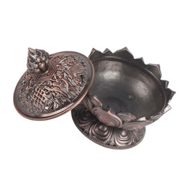 HAOHIZE Tower Incense Burner Holder, Vintage Incense Cone Holder Burner Zinc Alloy Round Cone Charcoal Lotus Incense Burner for Cone Incense Home Office Yoga Aromatherapy (Red bronze)