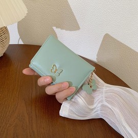 Cengriella Fashionable Bow Pattern Short Wallet, Lightweight and Elegant Women's Unique Bags, Cute Card Holder, Simple and Casual Multi Slot Card Holder - color: Green