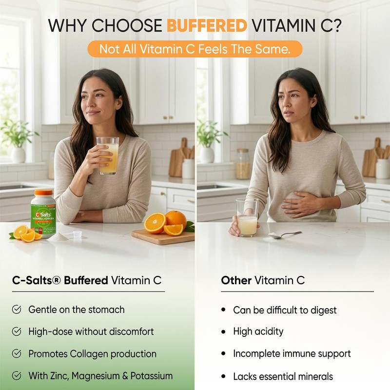 C-Salts Buffered Vitamin C Powder - Pure Organic, Stomach Friendly