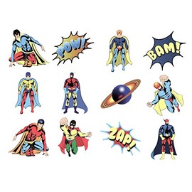 Henbrandt 24x Childrens Superhero Temporary Tattoo Selection - Party Bag Loot Fillers / Classroom Rewards / Lucky Dip Prizes / Party Favours (Assorted Designs)