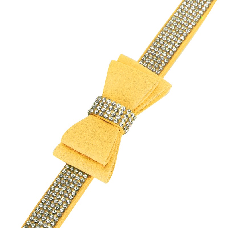 Adjustable Microfiber Double Bowknot Crystal Sparkle Rhinestone Cat Collar Pet
