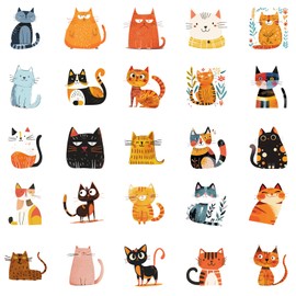 50Pcs Cute Cat Stickers Graffiti Anime Kitten Decals for Water Bottle Kindle Journal Laptop Phone Scrapbooking Skateboard Waterproof Vinyl Sticker