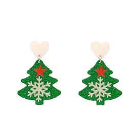 Dainty Acrylic Christmas Tree Star Love Heart Snowflake Santa Claus Colorful Dangle Drop Earrings for Women Cute Hypoallergenic Dangling Hanging Lightweight Holiday Xmas Gifts Daughter Party (C)