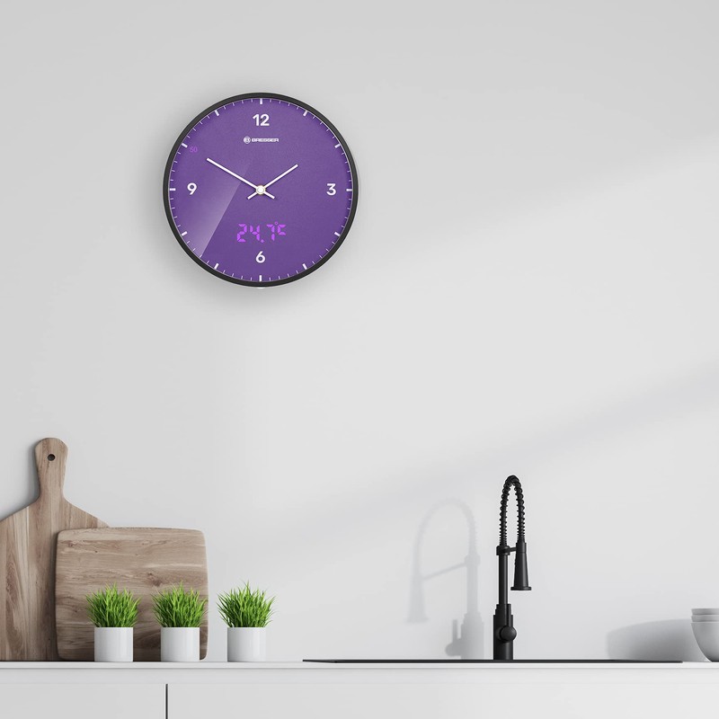 Bresser MyTime LEDsec Radio-Controlled Clock with 24 cm Dial, LED