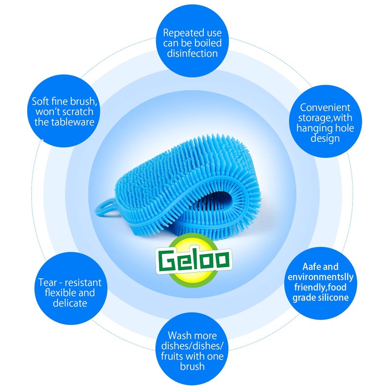 Geloo.Silicone Sponge Dish Brush, Double Sided Cleaning Brush for Dishes,
