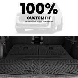 LASFIT Trunk Mat with Backrest Mat for GMC Acadia 2017-2023, All Weather TPE Custom Fit Cargo Mat Trunk Liner with Backrest Mat, Black
