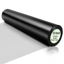 CroBlissful Extra Wide 12 inch x 20 ft Window Screen Tape Mesh Repair Strong Adhesive Waterproof Fiberglass Screen Repair Kit Patch for Window Door Tears Holes(Black)