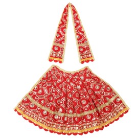 Decorative Laxmi Durga Devi MATA Dress poshak vastra Cloth lehanga Chunari Pooja Item for Idol Statues for Indian Traditional Cultural Navratri Festival Decoration Home Decor(Size :- 11")(Red)
