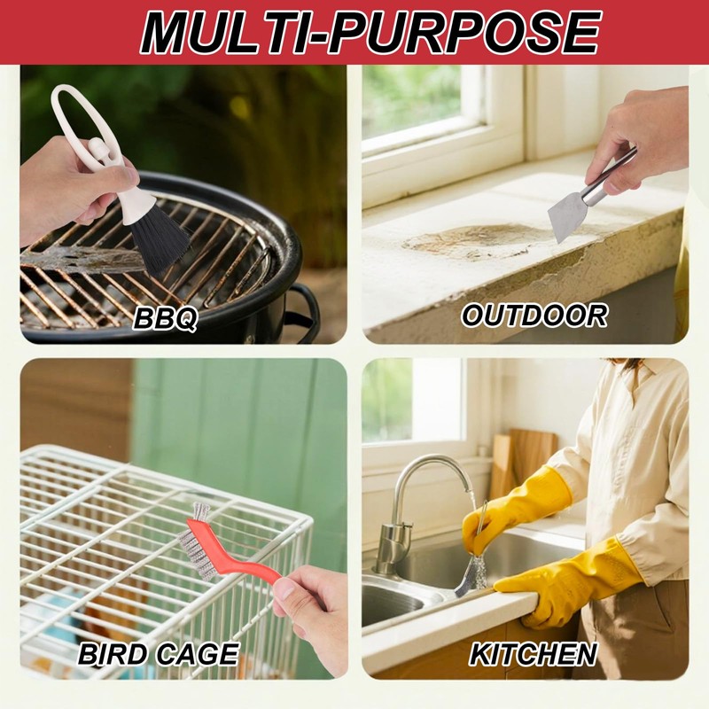 BOXOB 6-Piece Cleaning Brush Set for Bird Cages, Multifunctional Bird