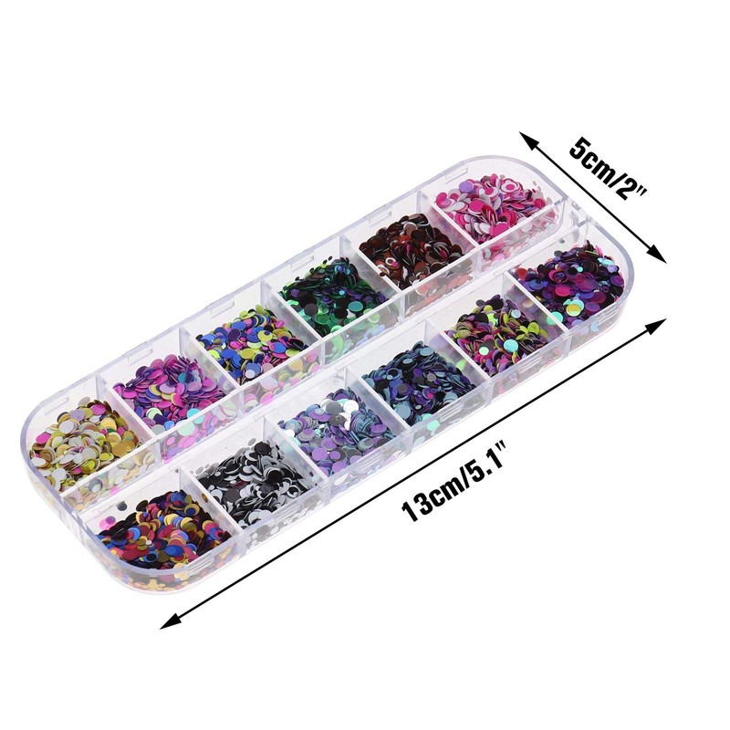 Glitter Sequins Set, Assorted Round Thin Shiny Foil Flakes Art