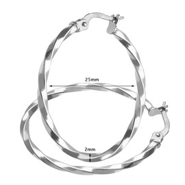 9ct Women’s White Gold Hoop Earrings – 25 mm Stunningly Crafted Circular Earrings - By Elegano
