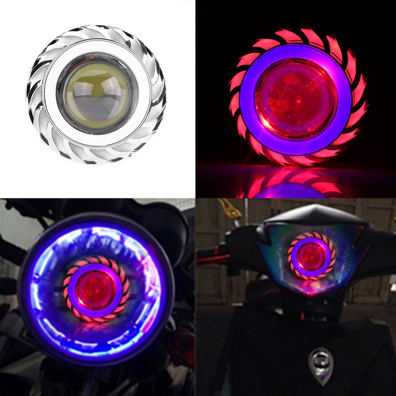 Motorcycle LED Headlight Projector Lens Dual Angel Devil Eye Head