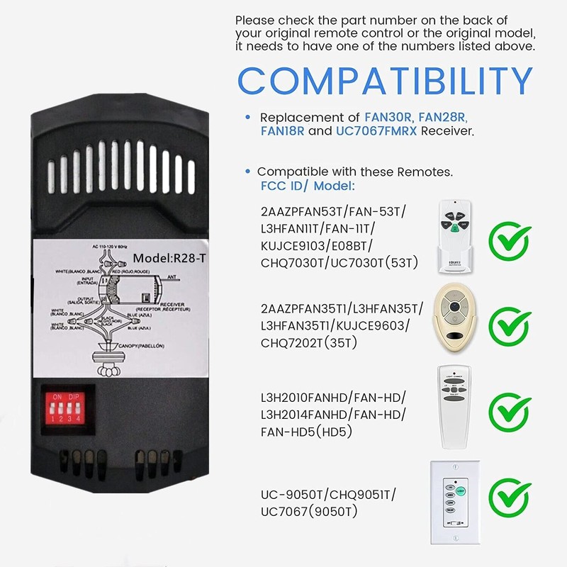53T Receiver R-28 for Ceiling Fan Remote Control RECEIVE For