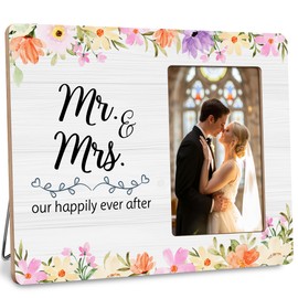 DIMSEOIUS Mr & Mrs Wedding Picture Frame, Marriage License Gifts for Newlyweds, Couple Picture Frames Fits 4x6 Photo