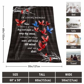 Paoeyty Bereavement Gift Ideas, Sympathy Gifts for Loss of Loved One, Memory Blankets for Loss Loved Ones 60" X 50", Memorial Gifts for Loss of Mom, Dad, Son, Daughter