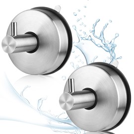 lalago Pack of 2 Suction Cup Hooks, 304 Stainless Steel Suction Cups, Suction Cups for Windows, Waterproof Suction Cup Hooks, Suction Holder, Towel Hooks, Bathrobe Hooks, No Drilling, Load Capacity 7