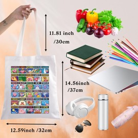 WZMPA Kawaii Character Tote Bag Anime Gamer Lover Gift Pink Puffball Videogame Reusable Grocery Bag (Normal Fire TG)