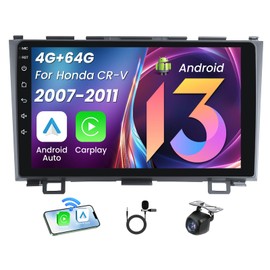 8Core 4+64GB Car Radio Stereo for 2007-2011 Honda CRV: 9" 1280 * 800 IPS Touchscreen Wireless Carplay Android Auto 5GWiFi Bluetooth5.0 FM/AM DSP GPS 1080p Camera Android 13 Head Unit SWC Splitscreen