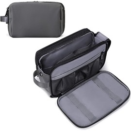 Neceser de Viaje Hombre y Mujer, Bolsa Cosmetiquera Impermeable (Gris) Organizador Bolsa Maquillaje Higiene Baño, Bolsa de Aseo para Artículos de Tocador, Cosméticos, Herramientas de Afeitado