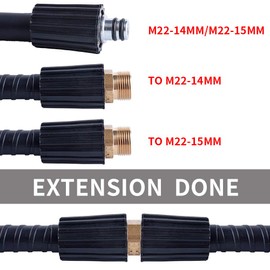 25 Ft High Pressure Washer Hose, Upgraded Power Washer Hose for Replacement and Extension, M22 14mm or M22 15mm