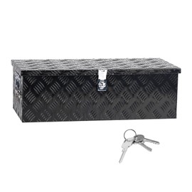AutoForever 30 Inch Aluminum Truck Bed Tool Box Pick Up RV Trailer Toolbox Storage Lockable Organizer with Side Handle and Lock Keys Black 30" L x 14" W x 10" H