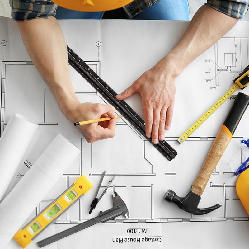 Binnan Triangular Scale, Ruler, 30 cm Length Architectural Ruler, 1:20,