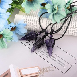 CrystalTears Amethyst Healing Crystal Necklace Wire Wrapped Quartz Crystals Stone Point Gemstone Pendant Necklace Natural Reiki Spiritual Jewelry Crystal Gift for Men Women Christmas