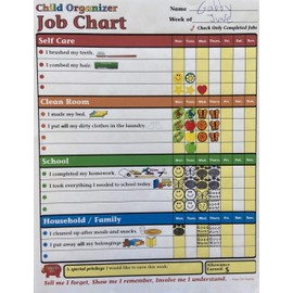 SHAPES ETC. 50 Sheets Child Organizer Job Chart 8.5inx11in Kids Reward Chart Chore Charts Teach Responsibility Positive Reinforcement Good Habits Daily Task Tracker Homeschool Parents USA Made