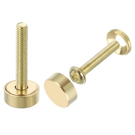 uxcell 4Pcs Brass Decorative Screws with Caps, 12 mm Mirror Screws Cap Cover Nails Fasteners for Decorative Mirror Furniture, Gold